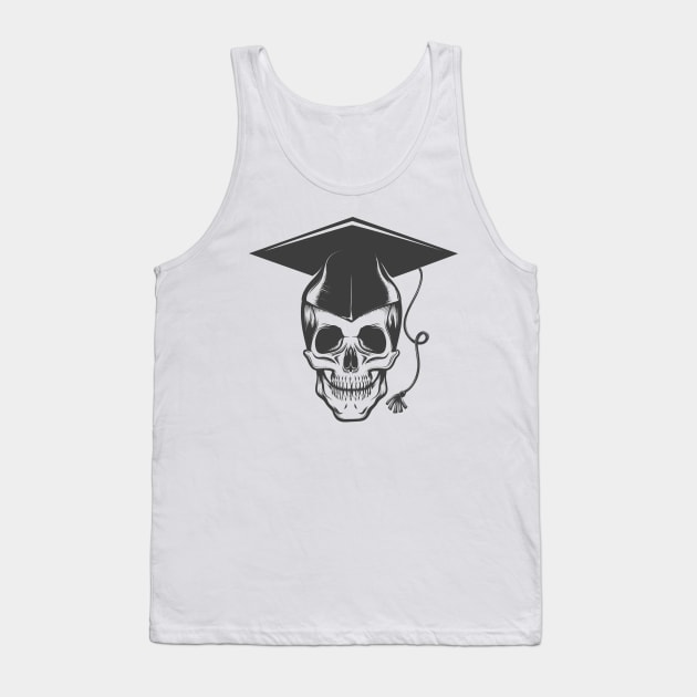 Human skull in Bachelor graduation cap Tank Top by devaleta